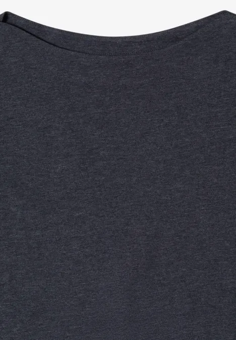 Langarm Shirt mit U-Boot-Ausschnitt urban dark blue melange Ein schlichtes, dunkelgraues T-Shirt ohne Aufdruck.