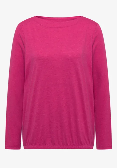 Langarm Shirt mit U-Boot-Ausschnitt pink flash melange Rosa Langarmshirt mit weitem Rundhalsausschnitt und elastischem Saum.