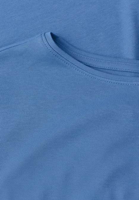 Langarm Shirt mit U-Boot-Ausschnitt north blue Blaue T-Shirt-Front mit Rundhals und glattem Stoff