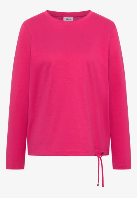 Langarm Shirt mit Rundhals und Tunnelzug pink flash Langärmeliges pinkes T-Shirt mit Rundhalsausschnitt und seitlichem Kordelzug.