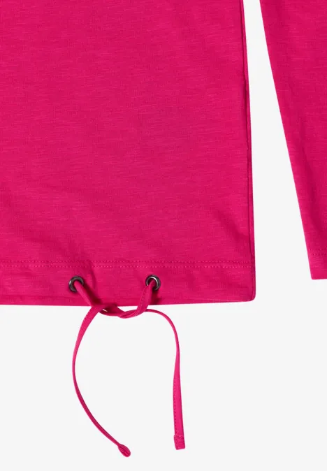 Langarm Shirt mit Rundhals und Tunnelzug pink flash Auf dem Bild ist ein pinkfarbenes Langarmshirt mit Tunnelzug am Saum.