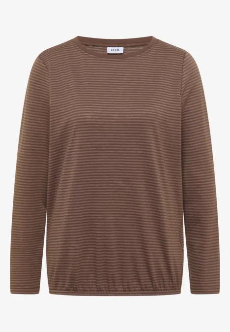 Langarm Shirt mit Boat Neck und Streifen urban taupe Braun-beiges Langarmshirt mit feinen Streifen und Rundhalsausschnitt