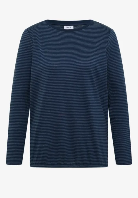 Langarm Shirt mit Boat Neck und Streifen moonlight blue Navyblaues Langarmshirt mit feinen dunklen Streifen.