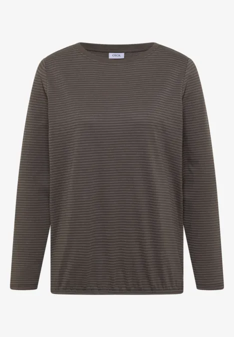 Langarm Shirt mit Boat Neck und Streifen storm grey Dunkles, langärmliges Shirt mit feinen horizontalen Streifen.