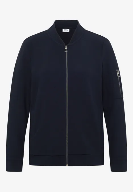 Ottoman Blouson in Unifarbe urban dark blue Dunkelblaue Bomberjacke mit Reißverschluss, Seitentaschen und Ärmeltasche, zeitloser Schnitt.