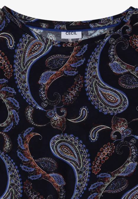 Schwarzes Top mit buntem Paisley-Muster