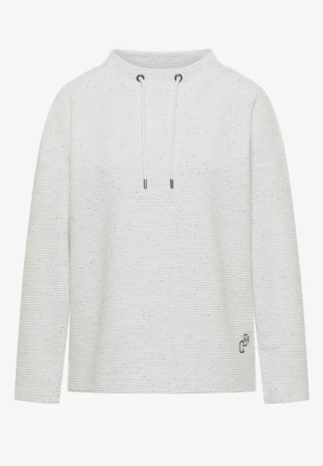 Heller Kapuzenpullover in zartem Graumelange mit verstellbarem Kordelzug und unifarbenem Design