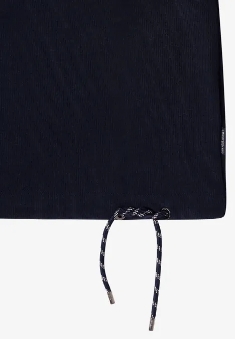 Schwarzes Shirt mit Kordelzug am unteren Saum