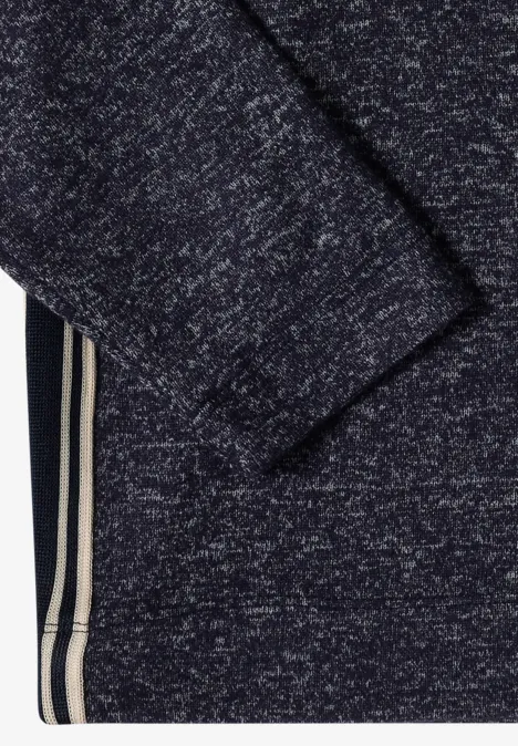 T-shirt souple à col et bande de renfort urban dark blue melange Dunkelblauer melierter Pullover mit gestreiftem Seitenstreifen