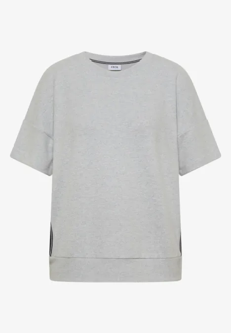 Shirt met aflopende schouders, ronde hals en band light grey melange Schlichtes hellgraues T-Shirt mit kurzen Ärmeln, Rundhalsausschnitt und lässiger Passform.