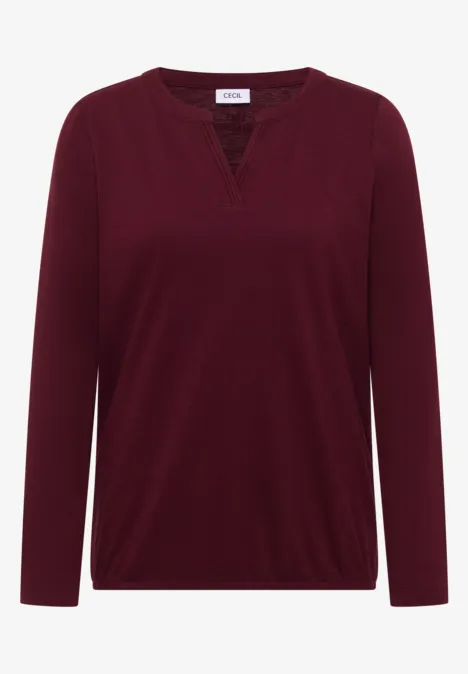 Langarm Shirt im Tunika-Look red wine Schlichtes, weinrotes Langarmshirt mit V-Ausschnitt.