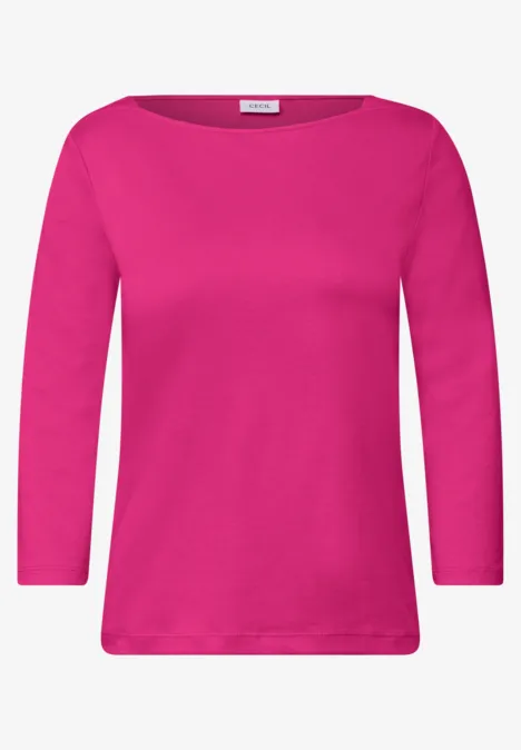 T-shirt basique à col bateau pink flash Pinkes Langarmshirt mit ¾-Ärmeln und Rundhalsausschnitt.
