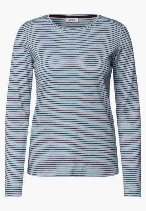 Blau-weiß gestreiftes Langarmshirt aus weichem Baumwoll-Jersey.