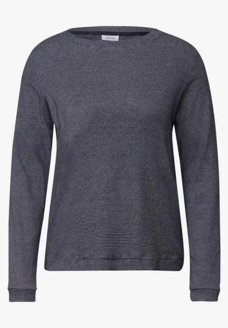 Langarm Shirt mit schmalem Streifenmuster urban dark blue Graues Langarm-Shirt mit Rundhalsausschnitt