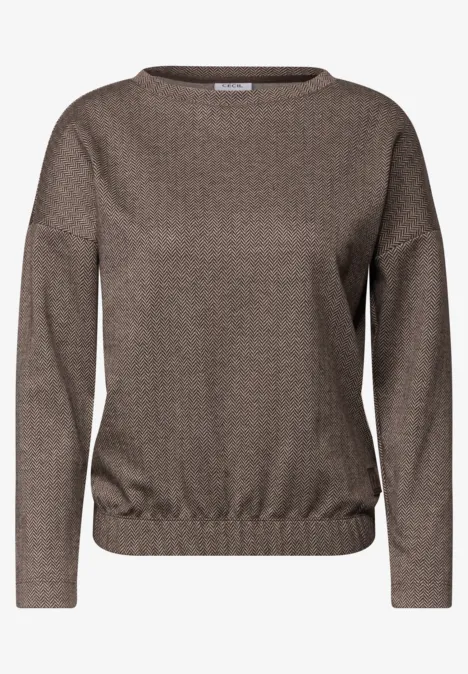 Brauner Strickpullover mit weitem Schnitt und elastischem Saum.