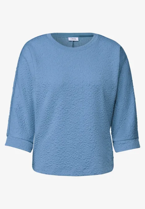 3/4-Arm Shirt mit Rundhals und Leo-Muster north blue Hellblauer Pullover mit 3/4-Ärmeln und Rundhalsausschnitt.