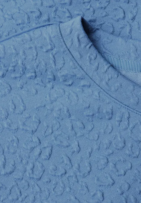 3/4-Arm Shirt mit Rundhals und Leo-Muster north blue Texturierter, hellblauer Stoff mit feinem Muster und Rundhalsausschnitt