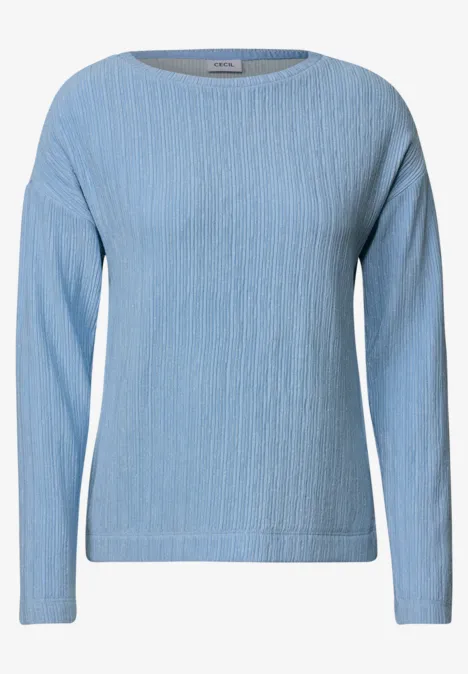 Ottoman Shirt mit Boat Neck cosmopolitan blue Hellblauer, langärmliger Pullover mit Zopfmuster