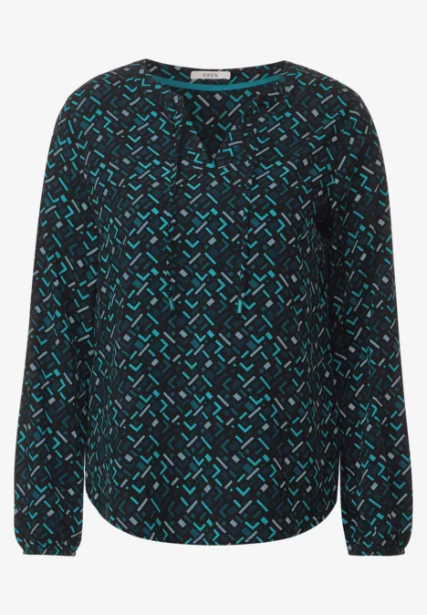 Bluse mit Minimalmuster strong petrol blue