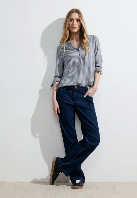 Viskose Streifenbluse universal blue Viskose Streifenbluse universal blue