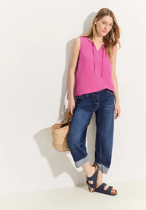 Leinenmix Blusentop bloomy pink