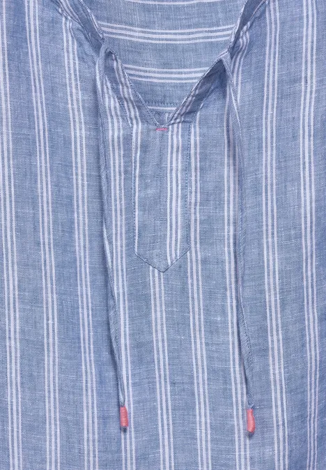 Leinen Blusentop linen chambray blue