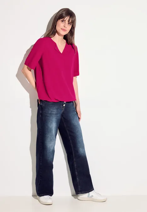 Bluse mit Klappkragen pink sorbet