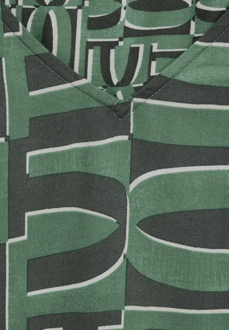 Print Bluse mit Armdetail raw salvia green