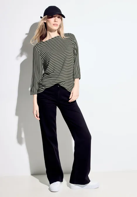 Gestreifte Bluse cool khaki