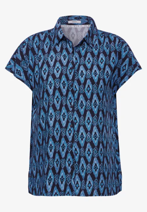 Bluse mit tonalen Print universal blue