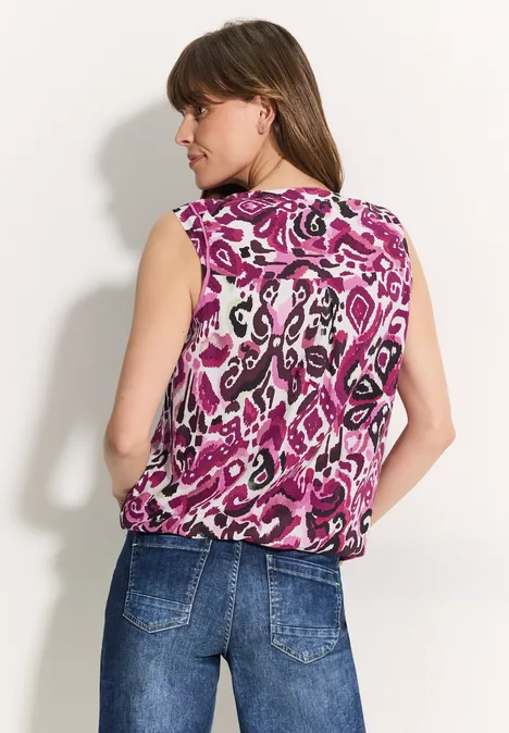 Print Blusentop bloomy pink