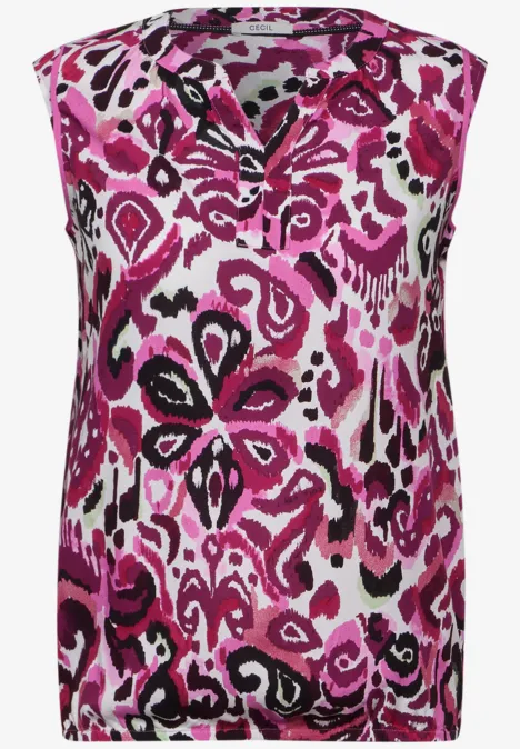 Print Blusentop bloomy pink