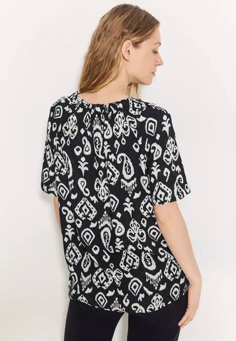 Print Carmen Bluse Black