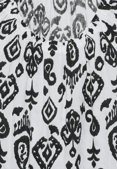 Print Carmen Bluse vanilla white