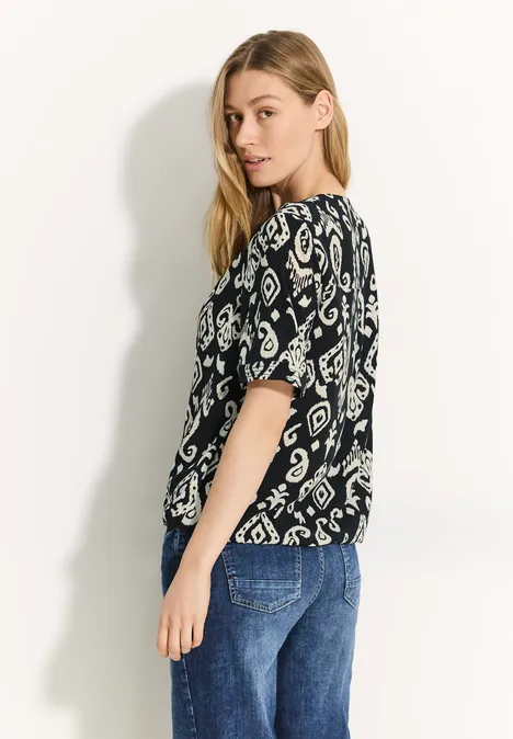 Print Bluse Black