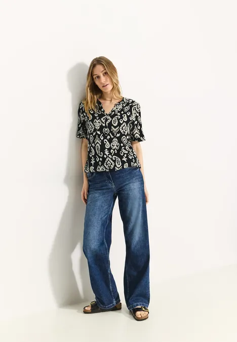 Print Bluse Black