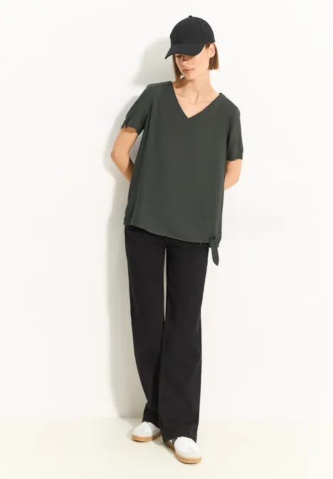 Bluse mit Knotendetail cool khaki
