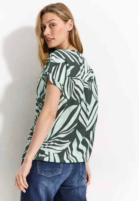 Sommer Print Bluse strong khaki