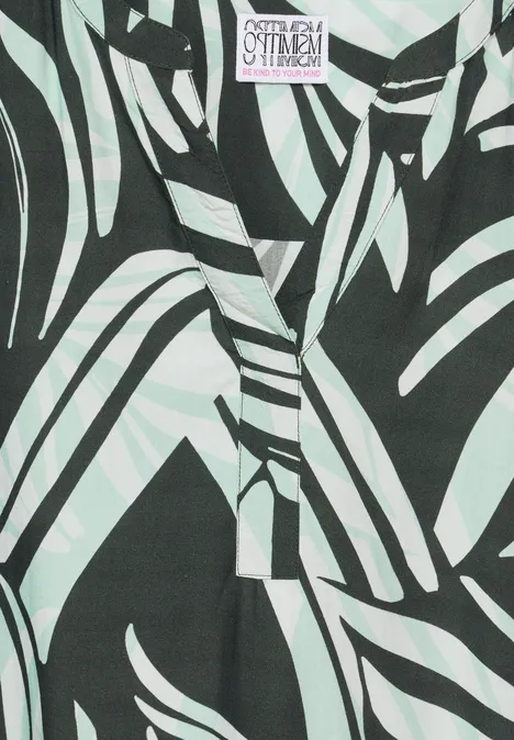 Sommer Print Bluse strong khaki