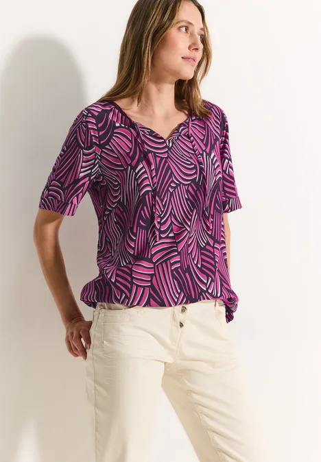 Tunika Bluse mit Print aubergine red