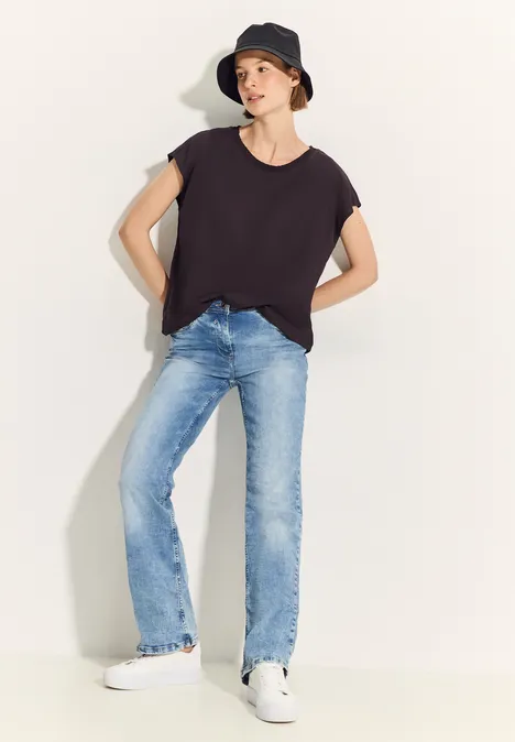 Bluse mit Raffung aubergine red