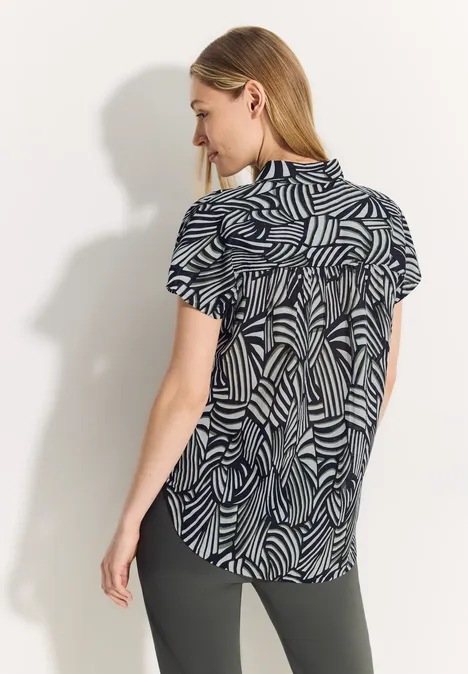 Print Bluse mit Kurzarm Black