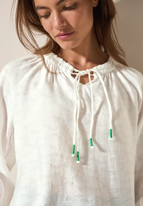 Tunika Jacquard Bluse vanilla white