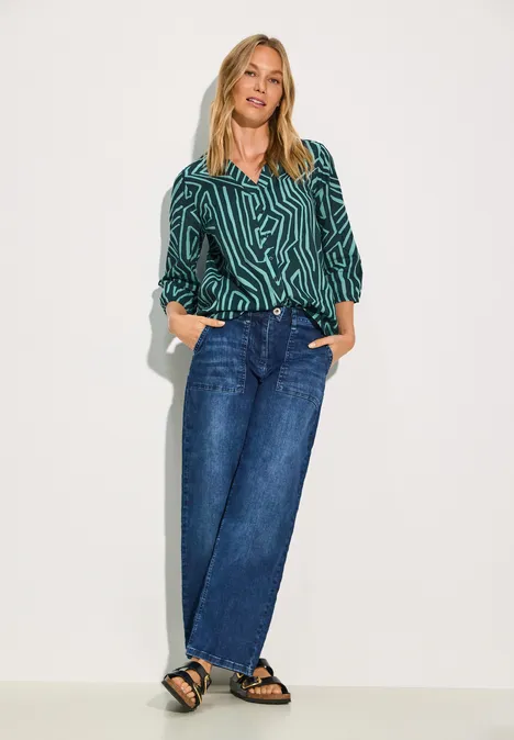 Leichte Baumwollbluse fir green