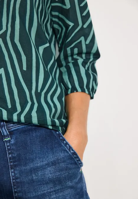 Leichte Baumwollbluse fir green