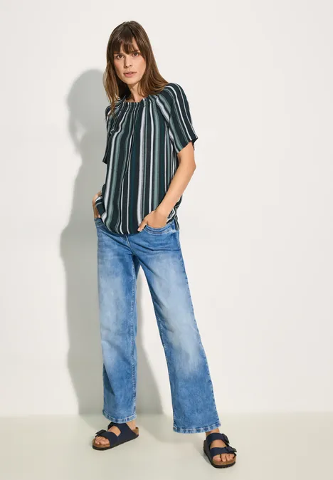 Gestreifte Carmen-Bluse fir green