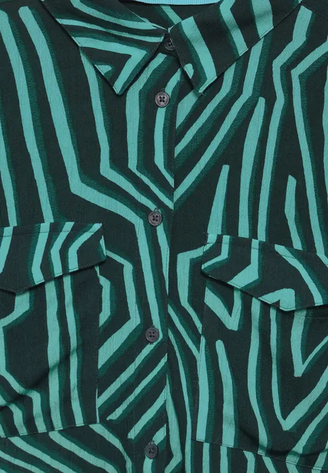 Bedruckte Bluse mit Taschen fir green