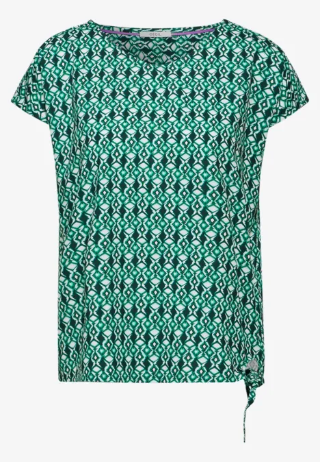 Bluse mit grafischem Muster fir green