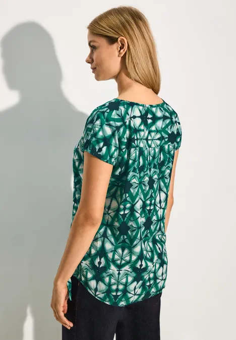 Bedruckte T-Shirt-Bluse fir green