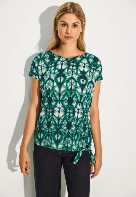 Bedruckte T-Shirt-Bluse fir green